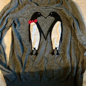Ricki's Charcoal Sweater with Penguin Motif